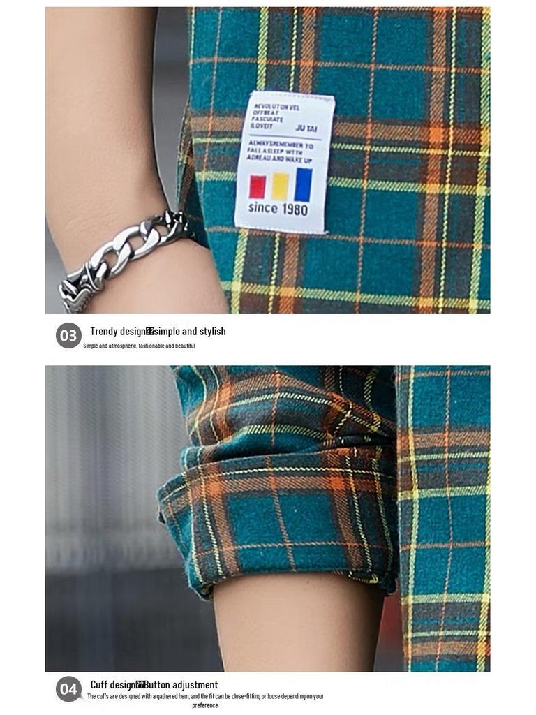 Herrskjorta i Hong Kong-stil med lång ärm och rutigt mönster - Casual vår/höst trendig lös passform jacka
