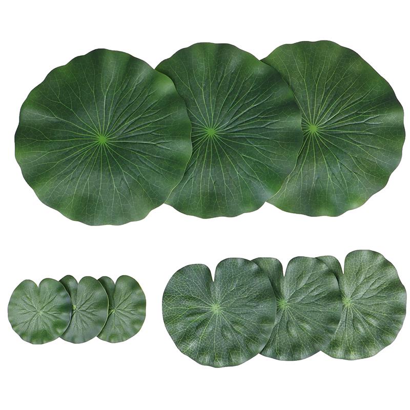 Pack Of 9 Artificial Floating Foam Lotus Leaves Water Lily Pads Ornaments Green