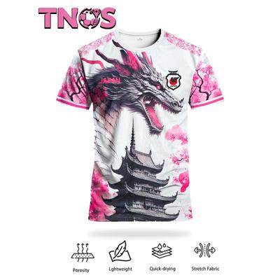 Japanischer Drache und Kirschblüte 3D-gedrucktes Herren-Fußball-T-Shirt, atmungsaktives Kurzarmhemd für Herren und Damen für den Sommer