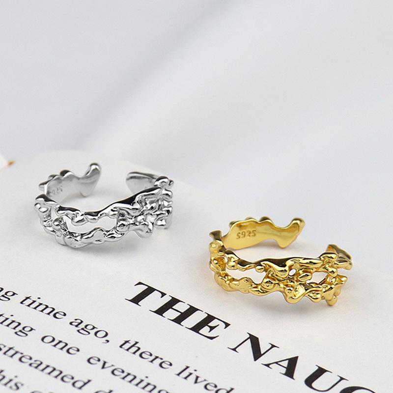 ANENJERY Anéis geométricos irregulares ocos para mulheres, homens, festa de aniversário, joias de ouro, presentes