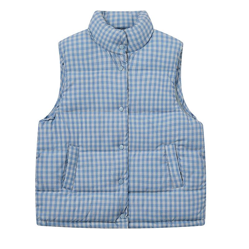 Plaid vest cotton jacket loose thickened warm sleeveless vest cotton jacket vest down cotton jacket
