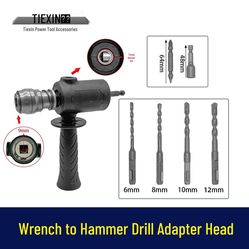 Upgraded Cross-Border Hand Drill To Rotary Hammer Converter: Lithium Battery Impact Drill for Hole Drilling