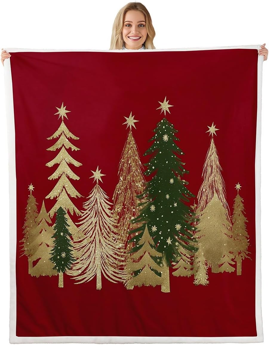 Santa Claus Fleece Blanket Elk Warm Plush Sherpa Blanket Pine Gingerbread Man Snowman Fuzzy Plush Throw Candy Canes Cupcakes 75x90cm
