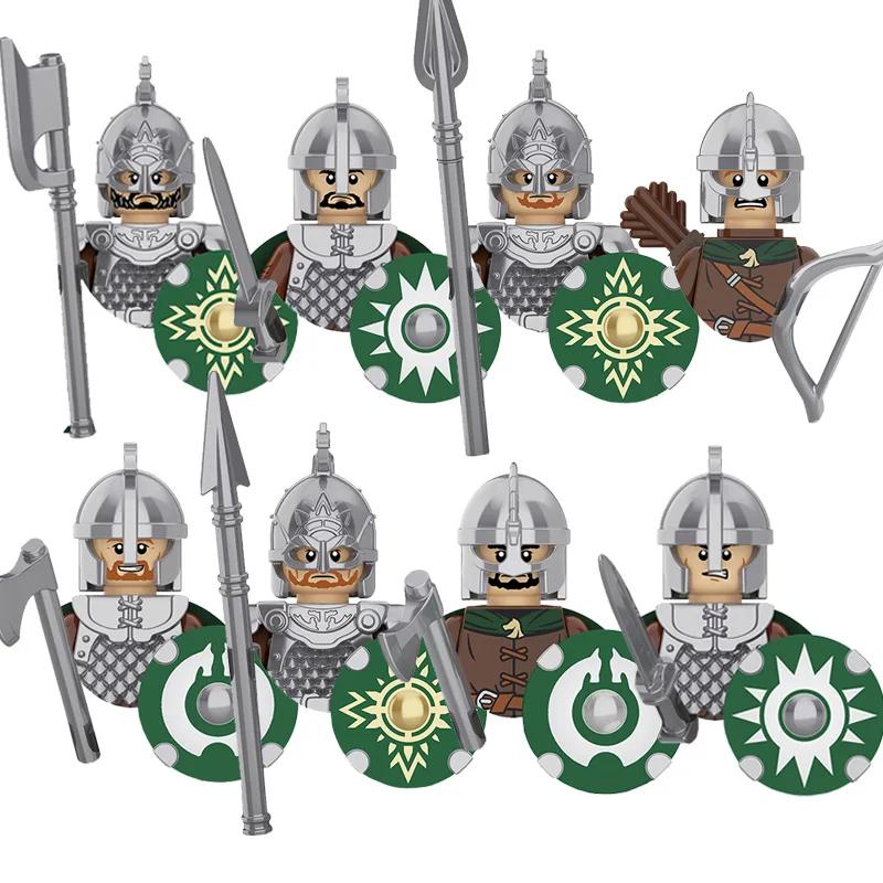 Średniowiecze Seria Władca Pierścieni Królewska Gwardia Rycerzy Lohan Starożytni Łucznicy Figurki Żołnierzy Klocki Zabawki dla Dzieci