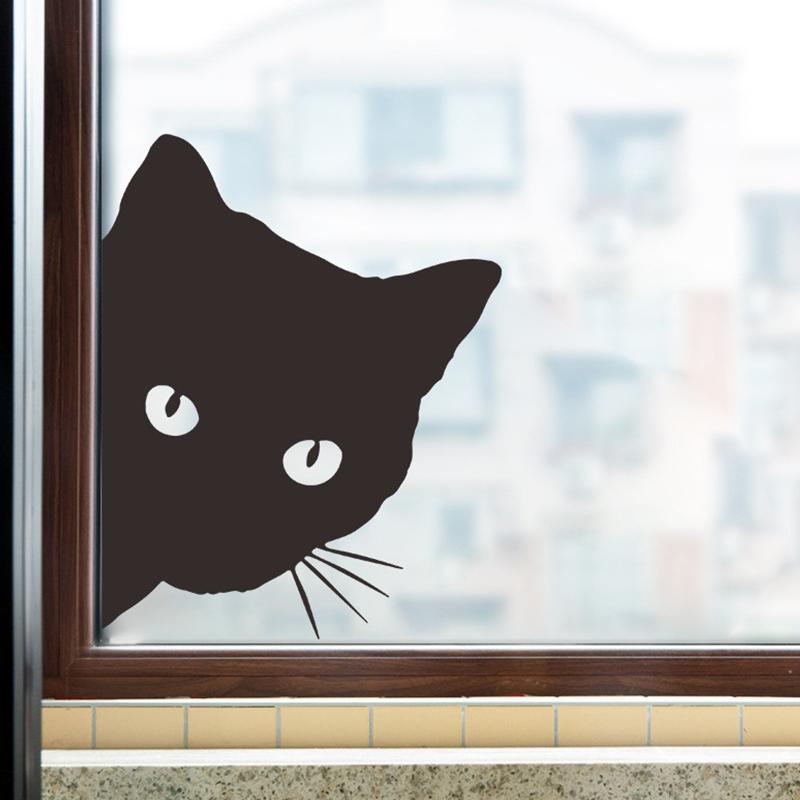 Fuuny Motorrad-Autoaufkleber, Katze, die späht, Katzenaufkleber, Aufkleber, schwarz/weiß, Auto-Styling, Vinyl-Aufkleber, Dekoration, Auto, Autozubehör