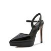 2025 spring new one-word buckle women's pointed high heels thin heels sexy hollow straps shallow mouth women's shoes