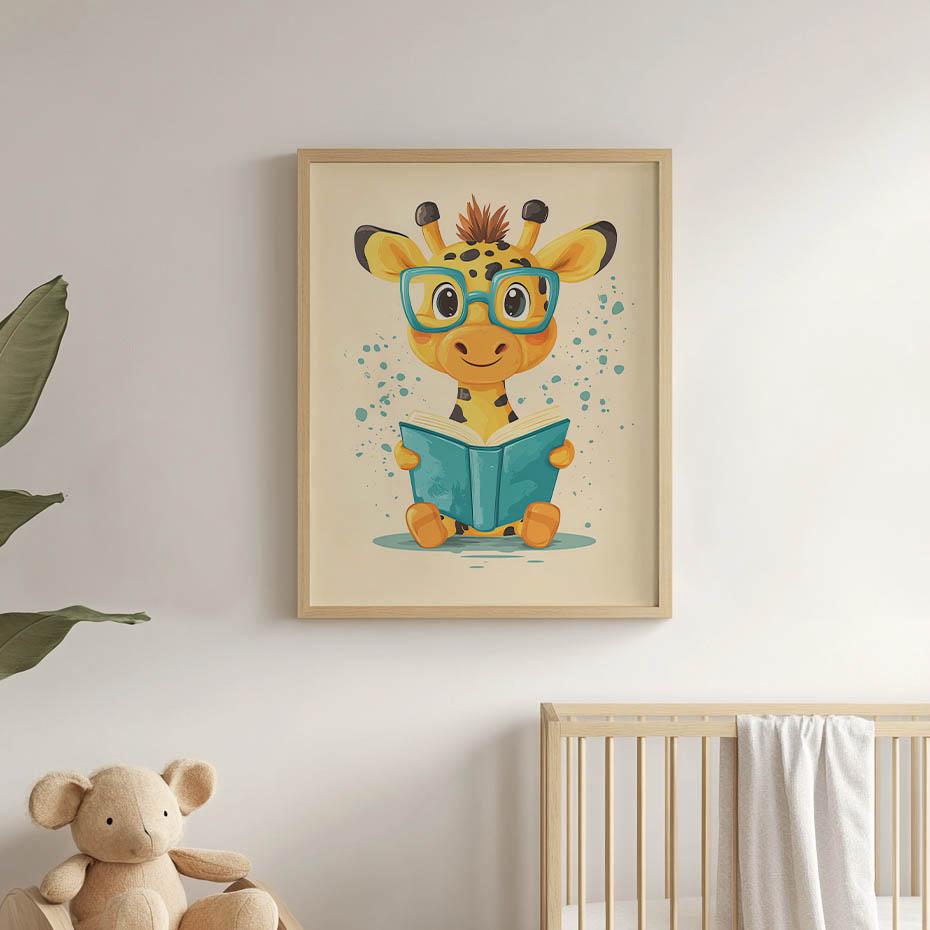 Plakat Wesoła Żyrafa W Krainie Baśni Plakat Wesoła Żyrafa W Krainie Baśni, 50X70 Cm, Bez Ramy, Papier Matowy 230 Gsm