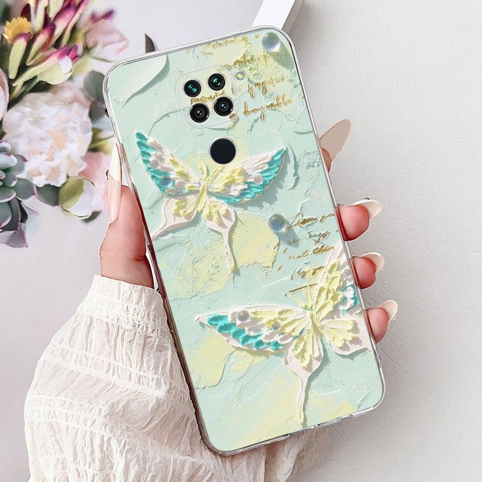 For Xiaomi Redmi Note 9 Case Redmi Note9 Cover M2003J15SC M2003J15SG Fashion Butterfly Phone Case Shockproof TPU Soft Back Cover
