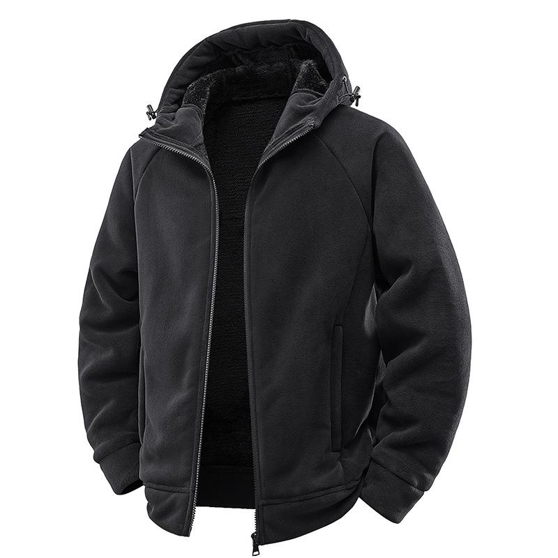 Men's Polar Fleece Jacket Winter Loose Casual Cardigan Lined Thicken Parkas Coats Men's Sweatshirt Outdoor Camping Travel Jacket