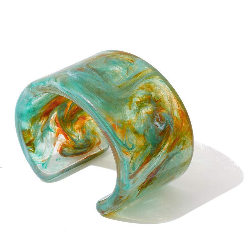 Eetit Large Acetic Acid Acrylic Wide Open Cuff Bracelet Bangle Waterproof 2025 Statement Wrist Jewelry Gray Green Accessories