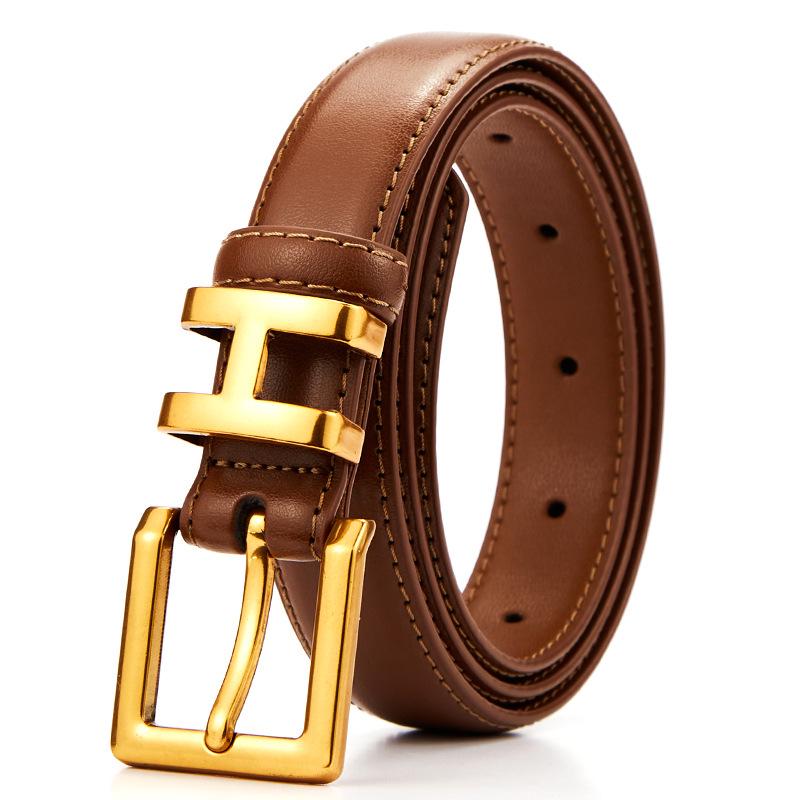 European & American Style Pin Buckle Leather Belt - Elegant INS Style for Women