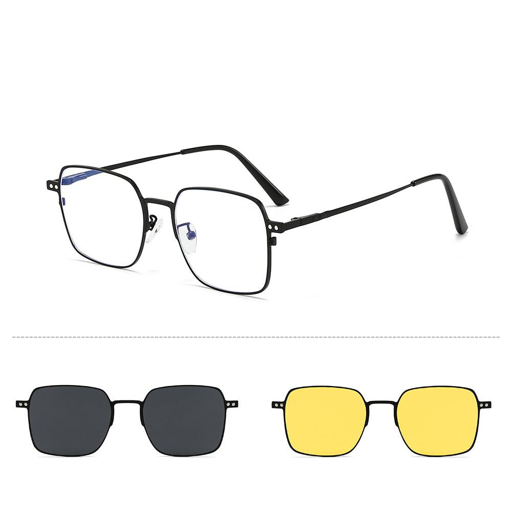 

3 in 1 Magnetic Anti Blue Light Reading Glasses Men Anti-glare Day Night Vision Driving Sun Glasses Square Goggles No Blue Light 0