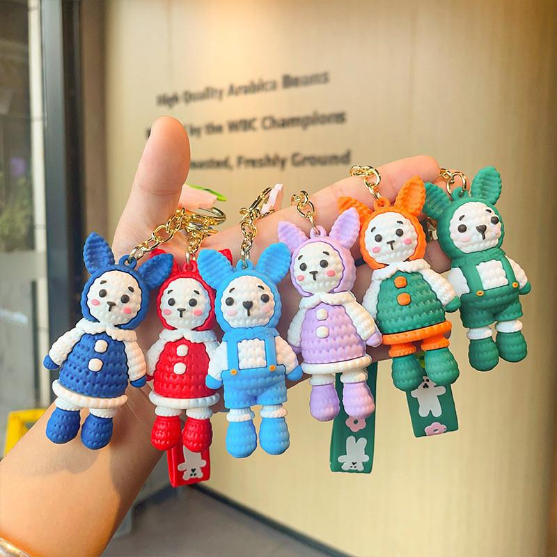 Colorful Knitted Rabbit Keyring Charming Silicone Gift For Parties And Celebrations
