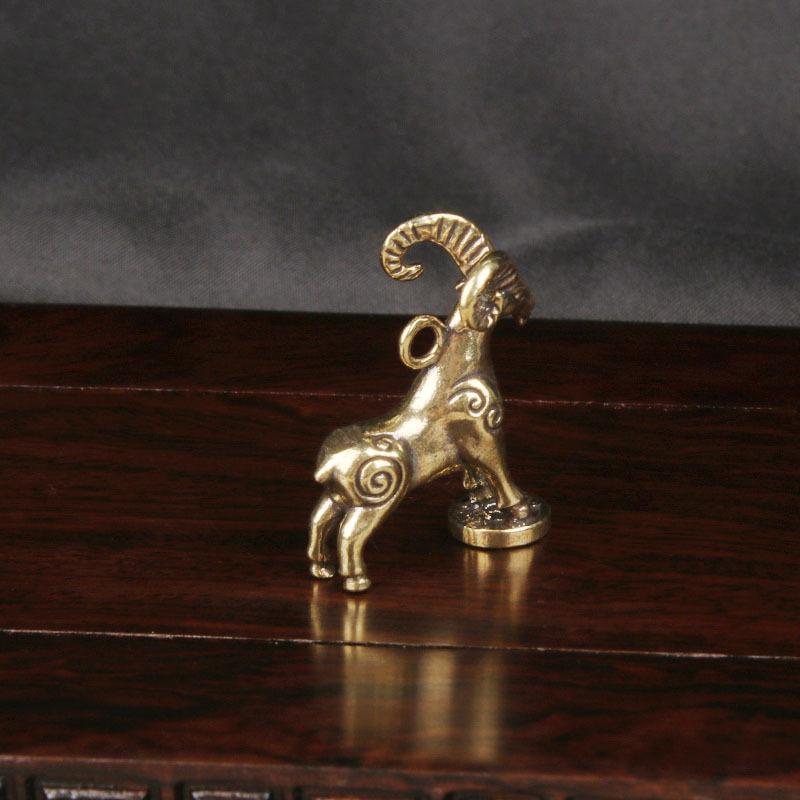 Chinese Zodiac Goat Sculpture Step On Money Sheep Figurine Brass Animal Statue Desktop Ornament Wealth Fengshui For Home Decor