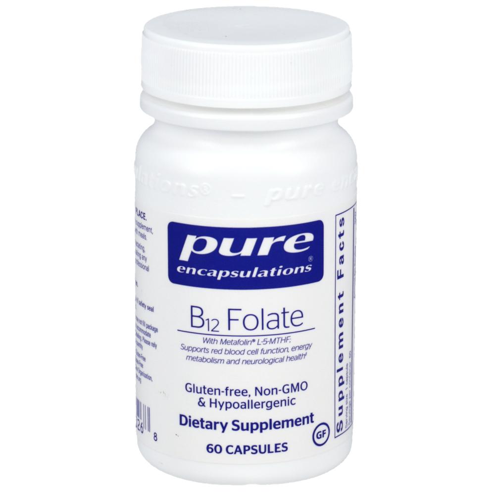 Folate Pure Encapsulations B12 Methyl Folate Folic Acid Vitamin B12 Methylcobalamin 60 Tablets 1 pcs