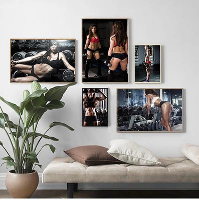 Seksowne Kobiety Fitness Kulturystyka Motywacyjny Druk Artystyczny Płótno Plakat do Dekoracji Salonu Wystrój Ściany Domu Obraz