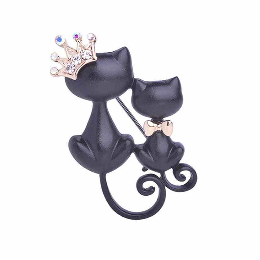 Black Cats Brooches Crown Queen Corsages Hijab Pin Women Hats Scarf Suit Brooch Clothes Buckles