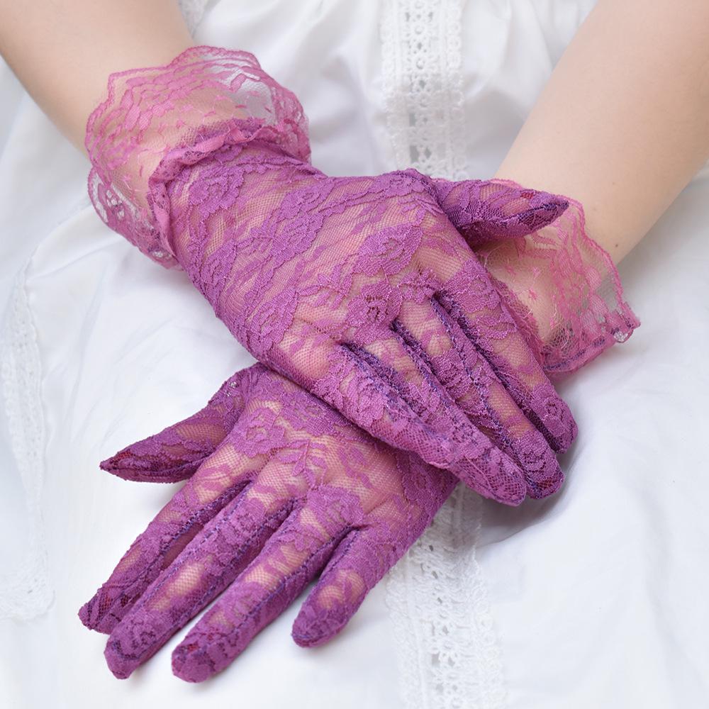 Elegant Lace Black Short Gloves - Summer Bridal, Driving, Cycling, Sun Protection