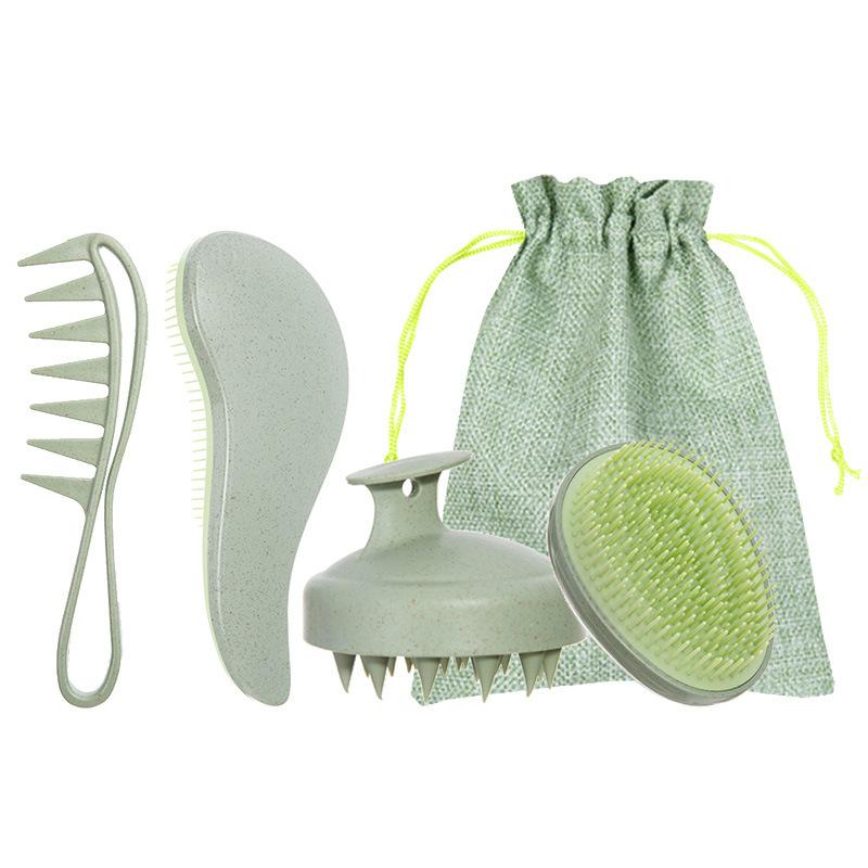 

4Pcs Hair Care Brush Set with Storage Bag Detangling Comb Scalp Massager Shampoo Brush Wet Dry Hair Styling Tool for Women Kids