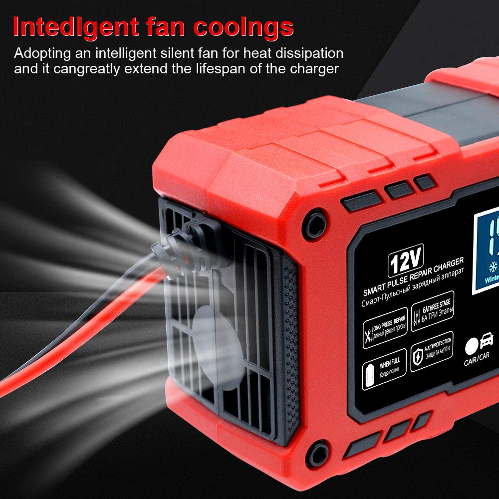 Portable Battery Maintenance SUV 12V 6A Car Motorcycle Battery Charging Intelligent Pulse Repair Lead-Acid Smart Battery Charger