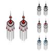 Vintage Geometric Alloy Drop Earrings With Embellished Gems For Womens Casual Wear