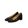 Grape Mother, the Same Style, Sparkling Sequins, Small Fragrant Style Square Head, One Word with Thick Heels, Mary Jane Shoes for Women, Medium Heels,