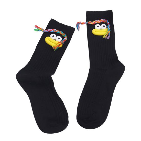 Funny Face Socks Cartoon Crew Socks with Colorful Braids Sausage Lips Cute Silly Socks for Women Girls Birthday Festive Gifts