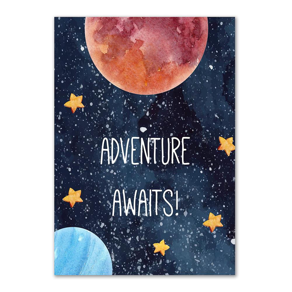 Custom Kids Name Wall Art Poster Print Space Rocket Astronaut Planet Nursery Canvas Painting Personalized Wall Art Painting Art