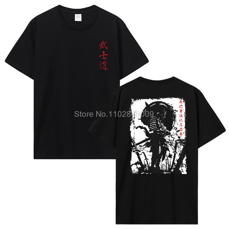 New Japan Samurai Spirit T Shirts Japanese Style Back Print Men Cotton Tshirt Anime T-shirt Bushido Male Gifts Tees Streetwear