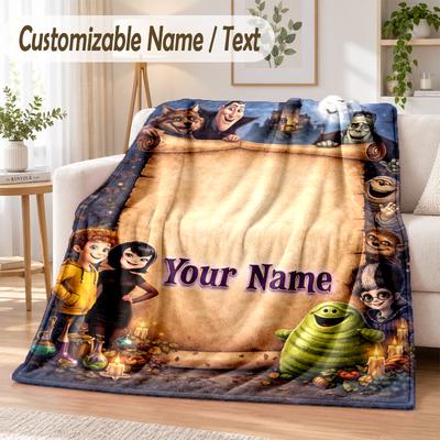 Pătură Flanelă Personalizată cu Nume Hotel Transilvania Moale Călduroasă pentru Canapea Pat Utilizare Interioară Acasă