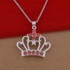 925er Sterling Silber Kronen-Halskette mit eingelegten Diamanten - Koreanischer Stil
