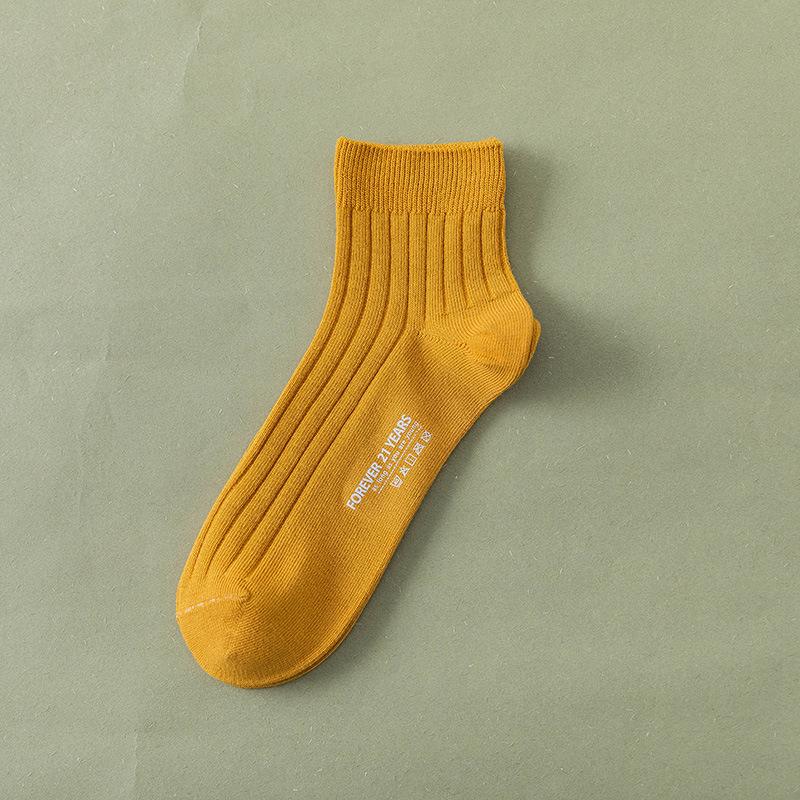 Men's Short Socks for Spring and Summer, Double-needle Short Tubes, Solid Color Combed Cotton Men's Socks, Thin Boat Socks