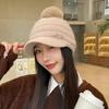 Rabbit-wool Hat for Women's Letters Bright Diamond Knitted Wool Cap Plus Velvet Warm Wool Ball Ear Protection Baseball Cap