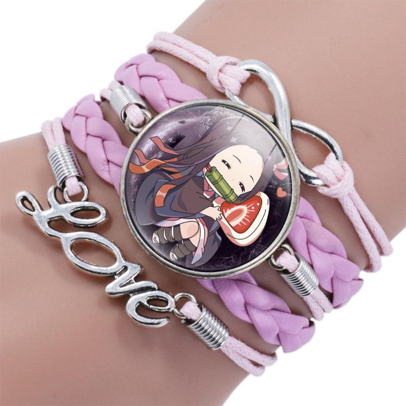 Slayer Demon Bracelet Alloy Glass Pendant Multilayer Woven Accessories Anime