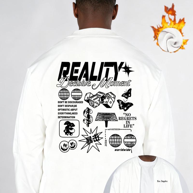 Zabawny nadruk, podszyta polarem kurtka bomberka, wiatroodporna, trwała, ciepła, wszechstronny płaszcz casualowy