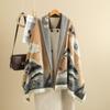 Chinese Style Imitation Cashmere Scarf Double-sided Ink Painting Theme Pashmina Blanket Thick Warm Poncho Scarves Winter Season