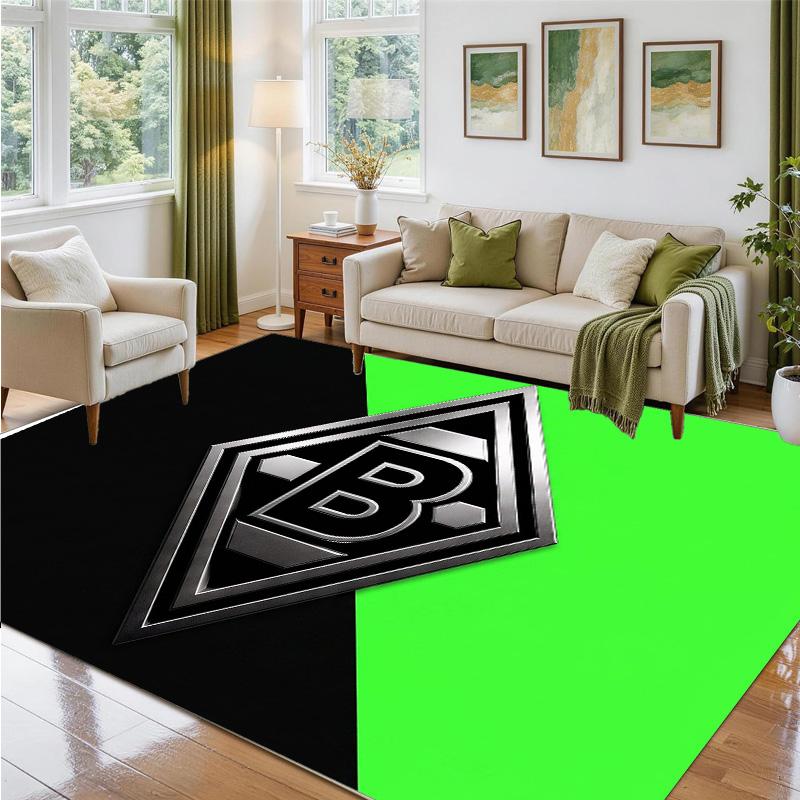 Borussia Mönchengladbach Design Crystal Velvet Rug Soft Decorative Mat for Bedroom Entrance