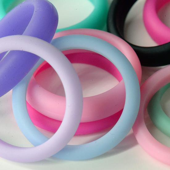 10Pcs Women Silicone Wedding Band Ring Jewelry Solid Color Party Gift