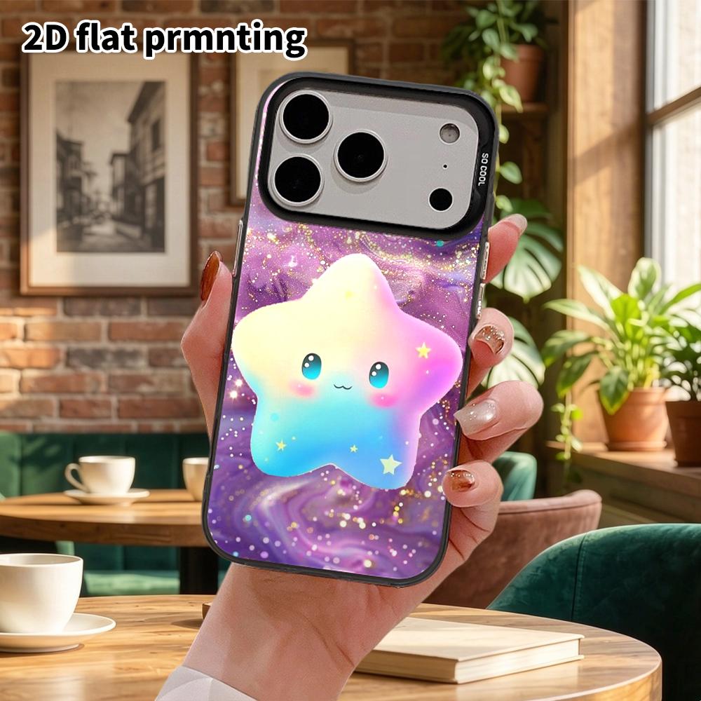 Phone Case: 2D Flat Design Suitable for iPhone 18, 17, 16, 15, 14, 13 Pro, Color Silver Protective Case, Couple Style, Gradient Rainbow, Christmas and