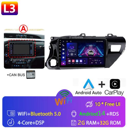 8 Core Android13 Auto Car Radio Multimedia For Toyota Hilux Pick Up AN120 2015 - 2020 LHD Stereo Carplay GPS Navigation No DVD