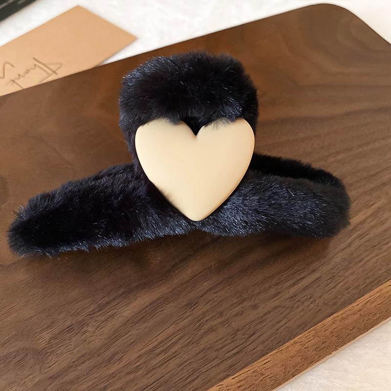 Autumn and winter retro double-sided plush flower grab clip hairpin back head shark clip French sweet hair accessories woman