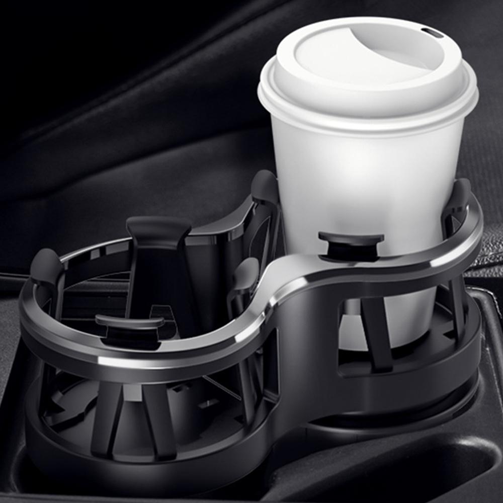 Car Cup Holder 2 in 1 Double Hole Water Bottle Car Cup Holder Universal Cup Holder with Adjustable Base Plastic Fits Most Soda