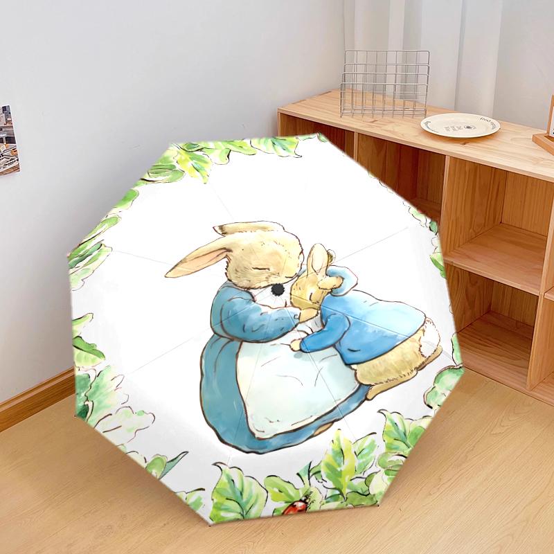 1 PC Automatic Folding Umbrella - Peter Rabbit Pattern, Portable & Foldable Design with 8 Ribs, Christmas Birthday Gifts