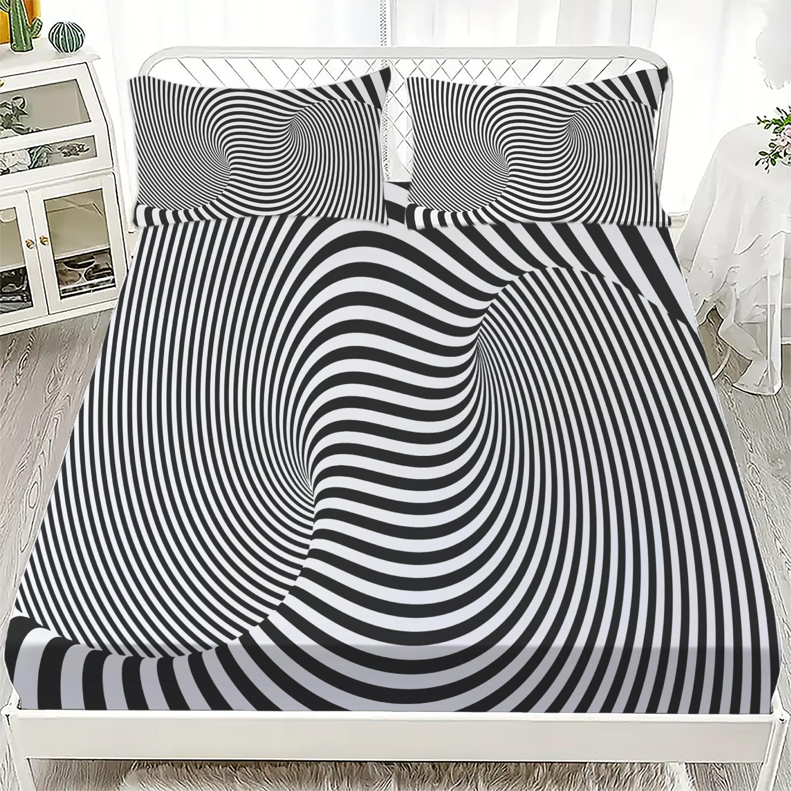 

3D Bohemian Style Imagination Print Fitted Sheet Set Soft Breathable Mattress Cover Bedding Set with 1/2 Pillowcases 90x200cmx25