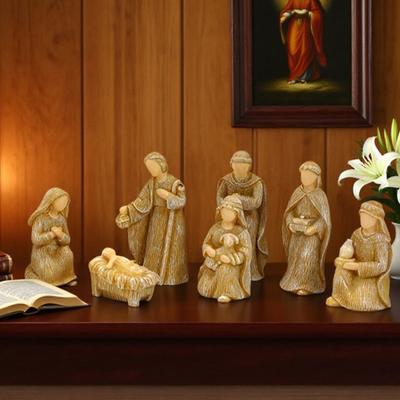 Nativity Scene Set for Christmas Indoor Decor 10 Piece Resin Nativity Figurine with Manger Angel Christian Holy Family Figures Tabletop Decoration