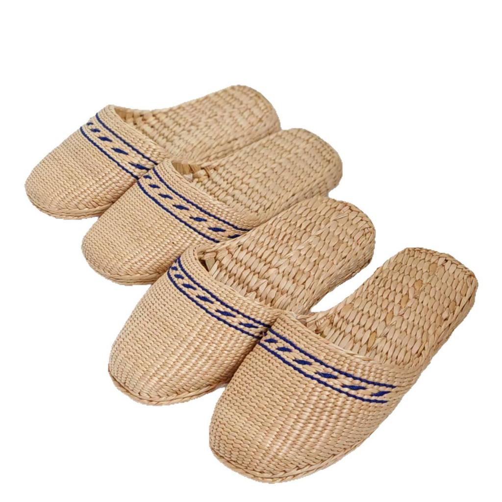 Finely Woven Cattail Slippers - Handmade Straw Shoes for Men & Women, Comfortable & Nourishing Mesh Design.