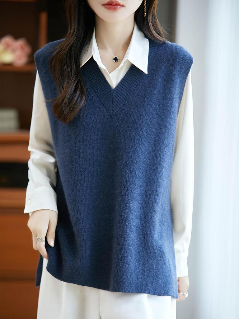 2025 Women's Pure Wool Knit Vest - Autumn/Winter Sleeveless Sweater, Perfect for Layering
