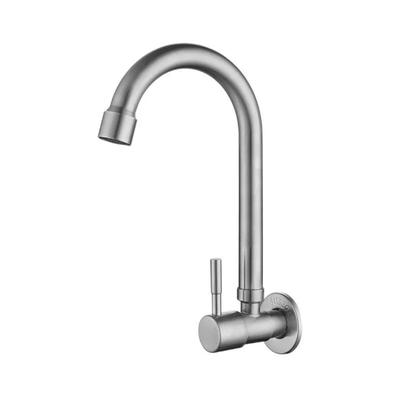 Wall Mounted Kitchen Faucet Single Cold Rotation Tap 304 Stainless Steel Balcony Sink Water Faucet Bathroom Basin Faucet