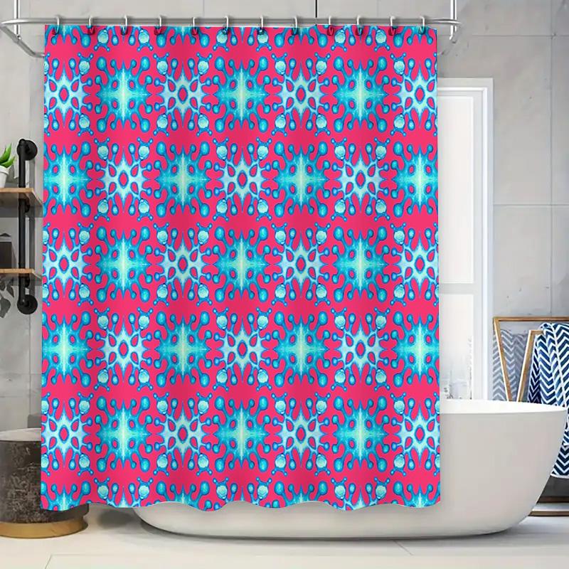

Shower Curtain Tropical Ocean Wave Pattern Waterproof Fabric Bathroom Decor Teal Blue W60H190(CM)-1 Pcs