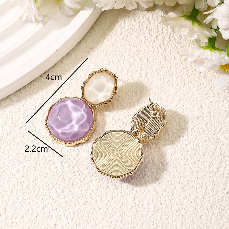 Fashion Green Crystal Oval Dangle Earrings for Women Girls Elegant Resin Acrylic Round Geometric Earrings Zircon Accessories